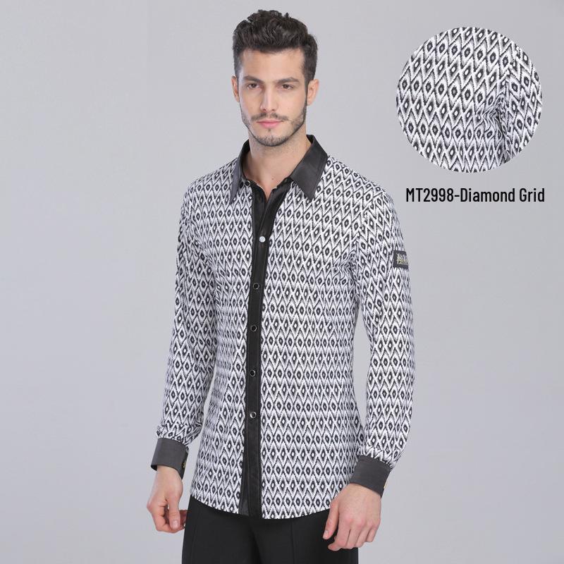 

Мужская рубашка с длинным рукавом для современных латиноамериканских танцев Dan Kai для практики и выступлений L