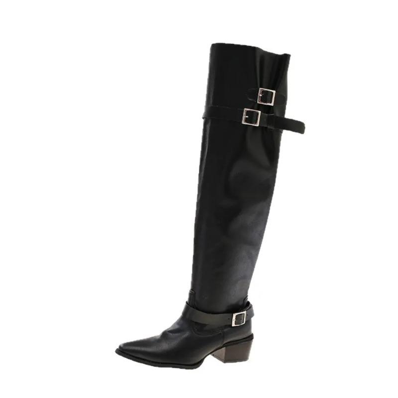 Mode 2025 Herbst/Winter Nische Handgefertigt Damenstiefel Vintage Overknee-Stiefel Weiches Leder Vintage Schlankmachende Stiefel für Damen
