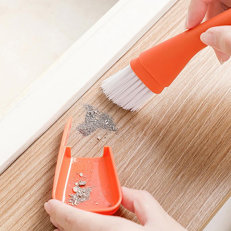 Window Groove Cleaning Brush Windows Slot Cleaner For Door Floor Gap Keyboard Brush Dustpan 2 In 1 Household Cleaning Tools Kit