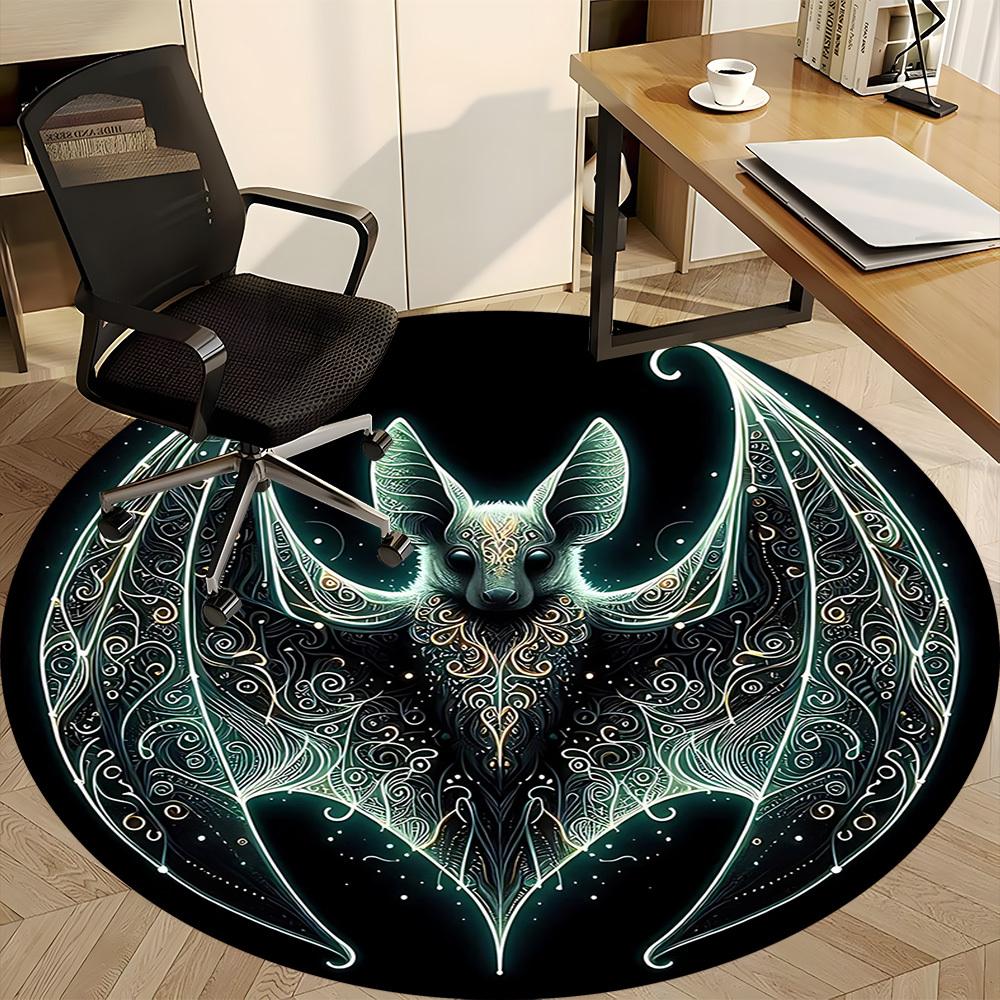 1 Stück Fledermausflügel Büro Runder Teppich, Matte Geeignet für Büro, Unter Bürostühlen Schlafzimmer Wohnzimmer Heimdekoration, Raumdeko