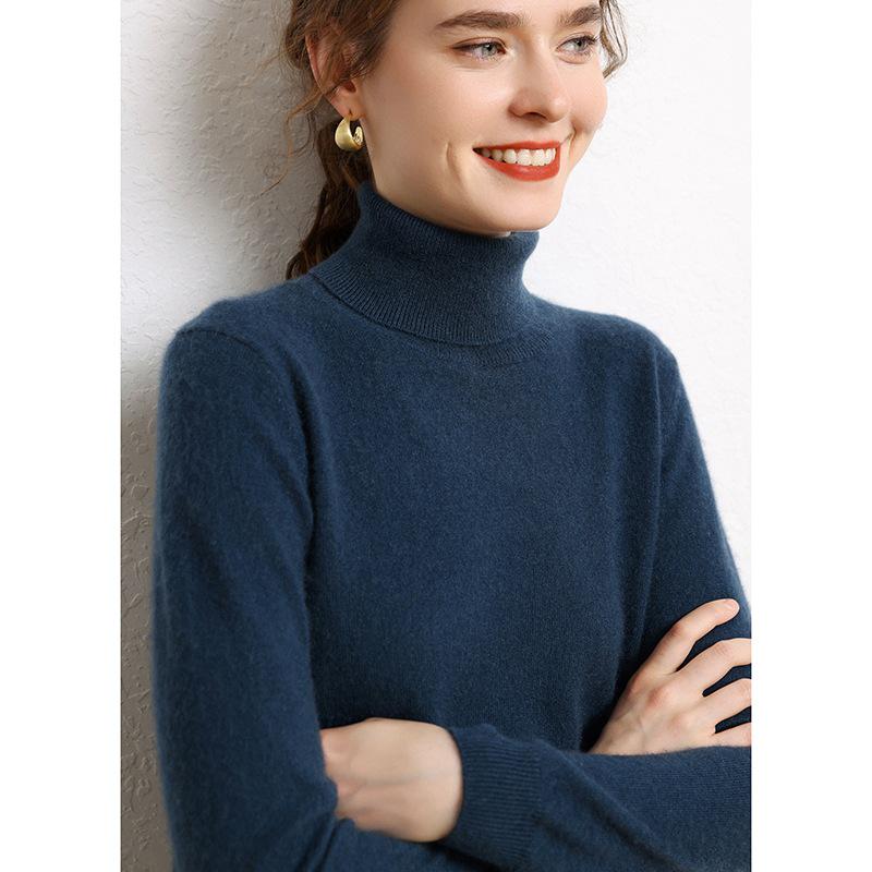 Women's High Neck Cashmere Sweater - Loose Fit, Pure Color, Thickened for Autumn/Winter