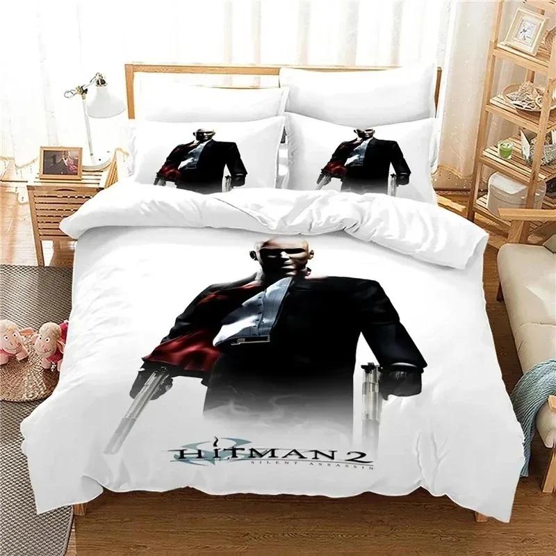 Game Hitman Kiler Beding Set Young Boys Young Girls Twin Quen Sized Dimensions Soft Duvet Cover Pilowcase Bed Children Kids Adult People Fashion Home