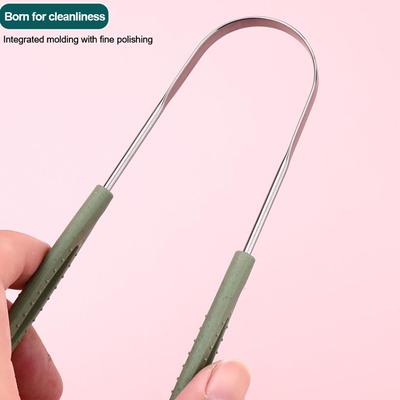 1 Stück Zungenschaber aus Edelstahl zur Reinigung des frischen Atems, beschichtete Zungenzahnbürste, Mundhygiene, U-förmiger Zungenschaber aus Metall