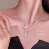 Letter Rhinestone Birthday Gift Silver Simple Necklace