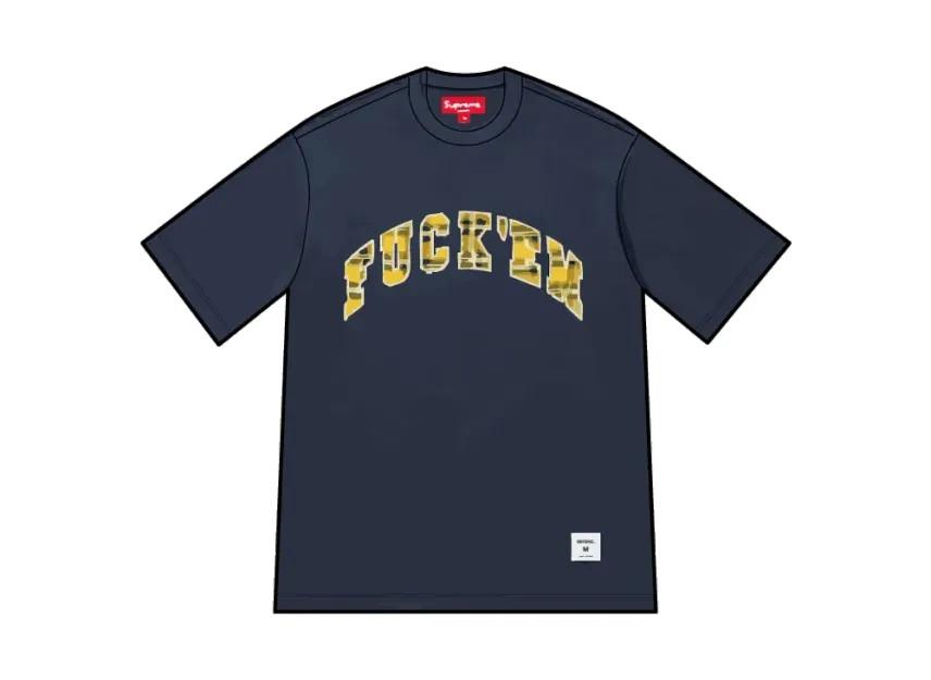 811953 Supreme F*ck Em Plaid S/S Top Navy M