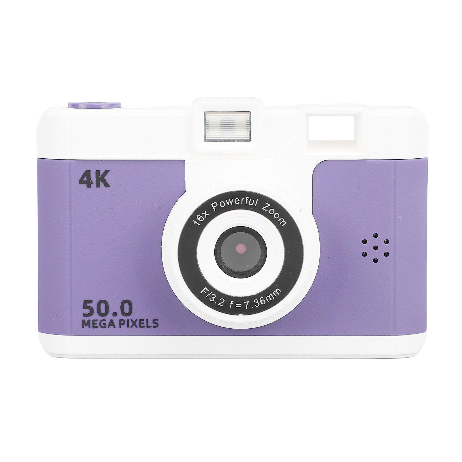 

Цифровий фотоапарат 1080P 50MP HD Подвійний об єктив Бездротовий 16X Цифровий зум Стабілізація зображення Компактна камера з MP3 фіолетовий