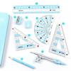 8Pcs/Set Metal Box Ruler Compass Set Multi-Function Drawing Stationery  Students Gifts