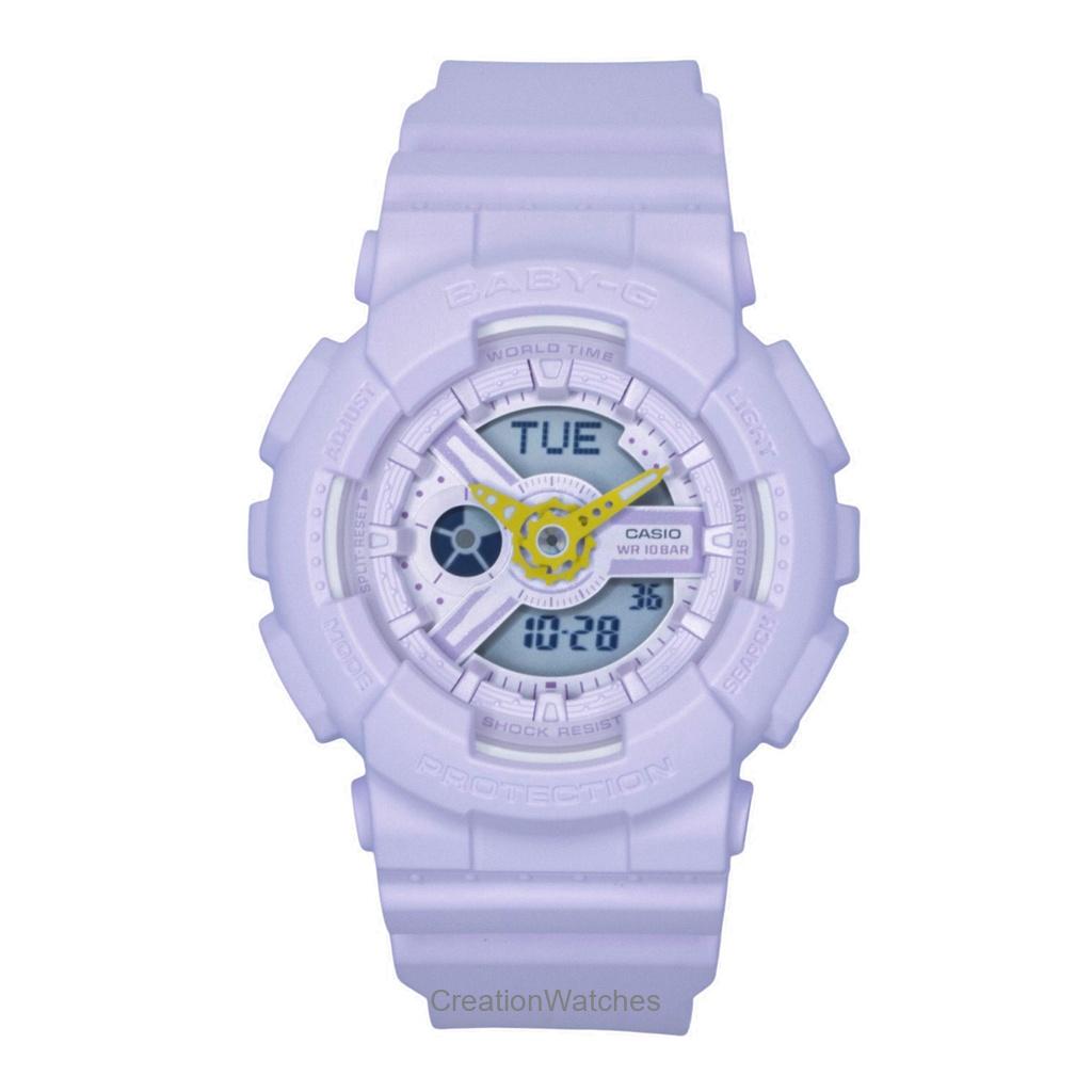 

Casio Baby-G Аналого-цифровые часы с полимерным ремешком, фиолетовым циферблатом, кварцевые BA-110AH-6A 100 м Женские часы фиолетовый