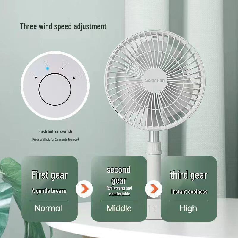 Hui Xiang Solar-Powered Silent Retractable Fan: Multifunctional, Foldable Model