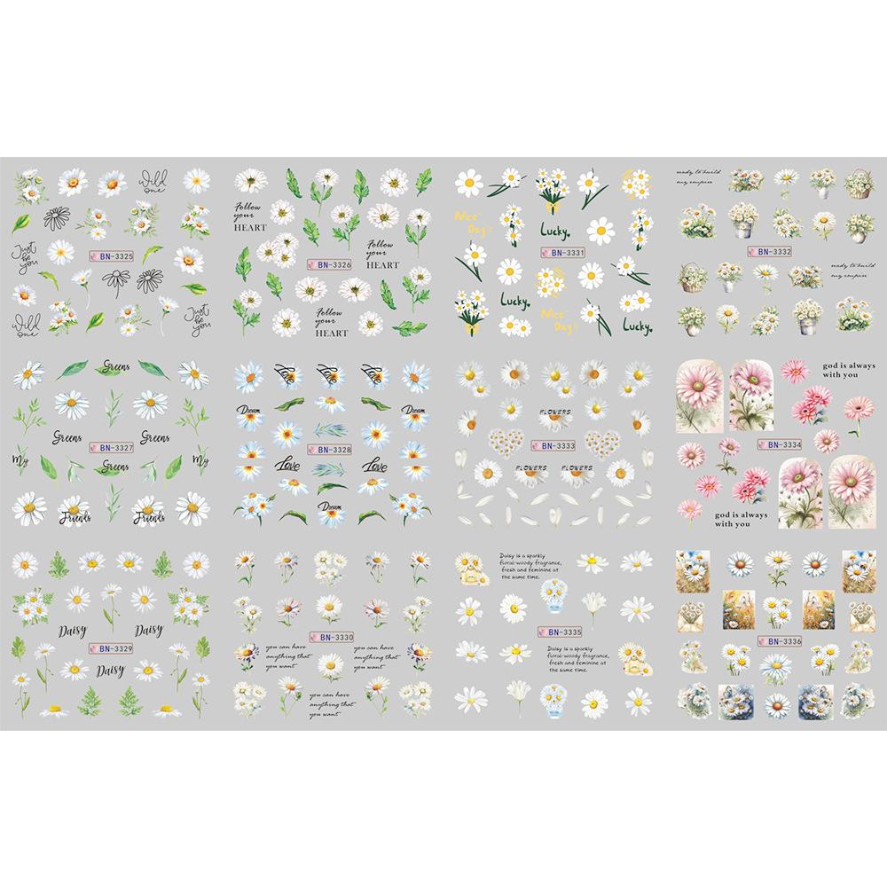 Nail Art Sticker, Spring And Summer Flower And Grass Series, Zou Ju Flower Watermark Nail Sticker