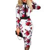 Women Slim Fit Bodycon Midi Dress Lapel Long Sleeve High Waist Plaid Print Office Lady Dress Workwear