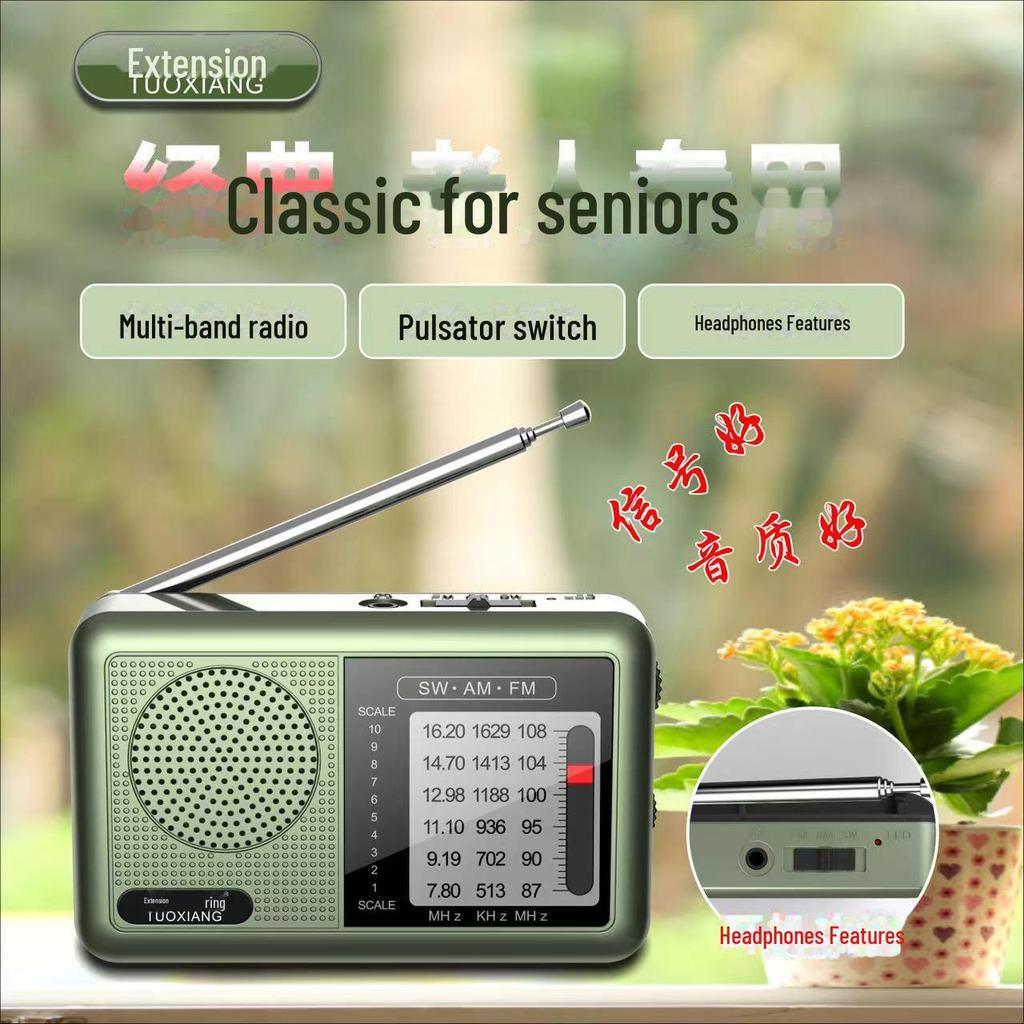 Tuoxiang-6665 Rechargeable Full Band Mini Radio for Seniors, Easy Operation (2024 Model)