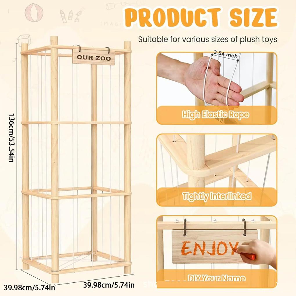 Stuffed Storage With High Large Capacity Plush Sturdy Solution Child - Wooden Material Ideal for Playroom Bedroom