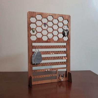 Accessory Organizer Wood Standing Pegboard Jewelry Display Screen Countertop Display- Perfect for Jewelry and Other Small Accessories