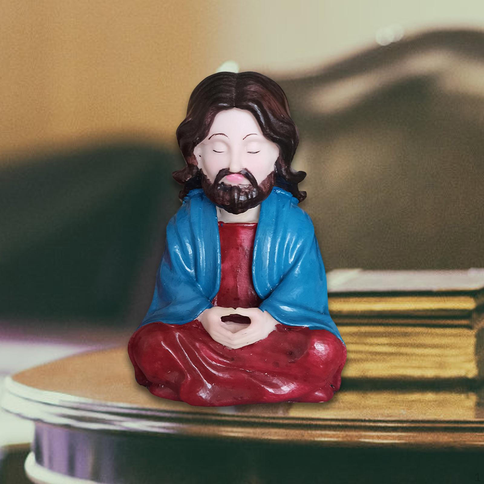 

Meditating Jesus Figurine,Small Figurine Collectibles Home Decor Sculpture Meditation