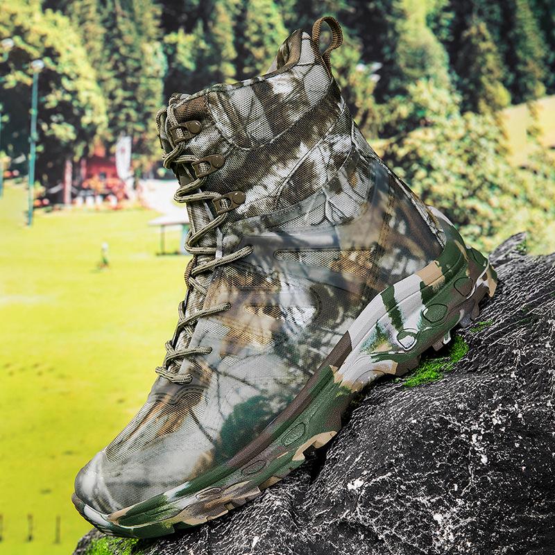 Large size outdoor field training battlefield tactical shoes training mountaineering hiking combat boots khaki camouflage green black