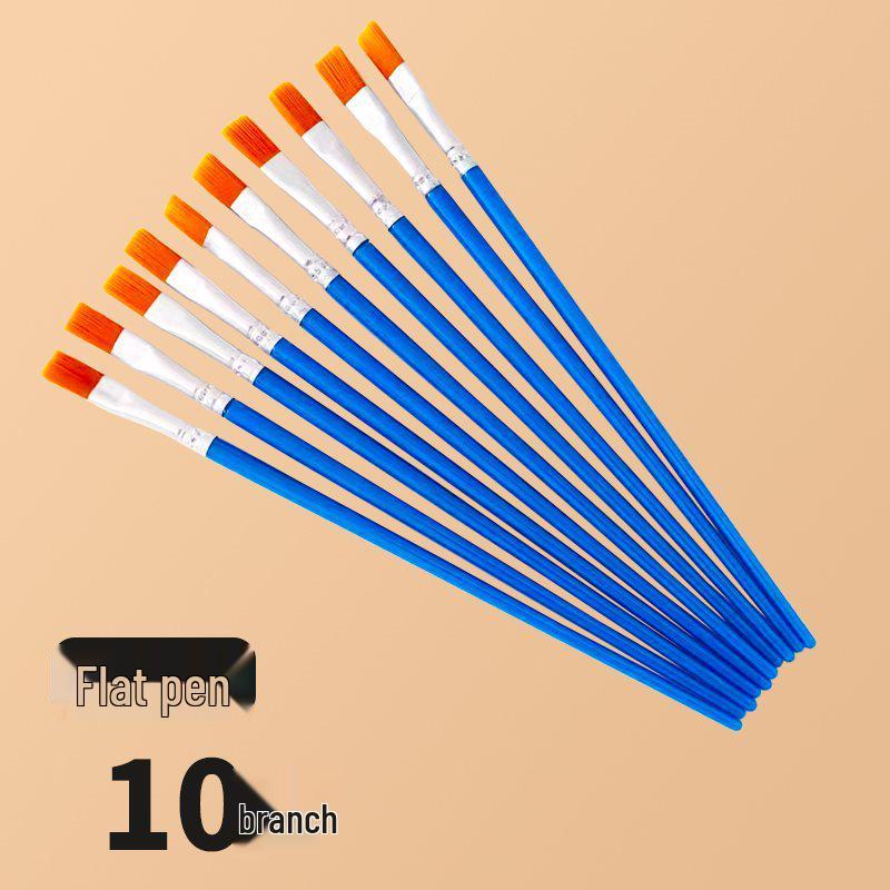 Flat Nylon Brush Set: Oil, Watercolor, Gouache, Acrylic - Ideal for Art, Painting, and Outlining.