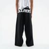Winter Streetwear Sweatpants Men Women High Waist Loose Fit Drawstring Letter Print Casual Trousers