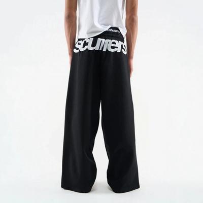 Calças de Moletom Streetwear de Inverno Homens Mulheres Cintura Alta Caimento Solto Cordão Estampa de Letras Calças Casuais