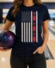 American Flag Bowling Shirt Patriotic Bowler Tee, League Player Gift, Fourth of July Team Outfit, USA Pins Graphic Apparel for Women Men Art
