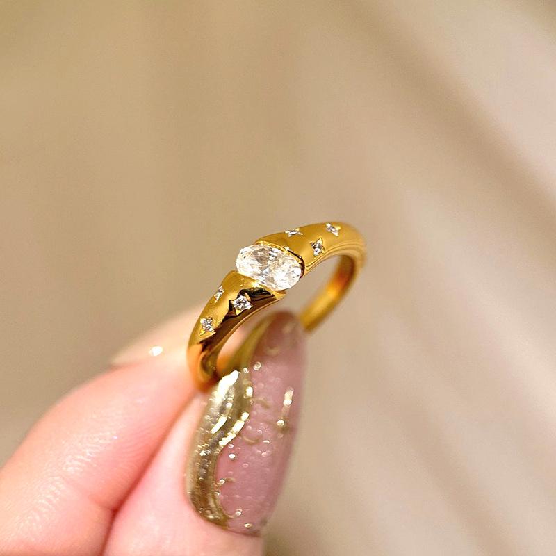 

Xiaohongshu Niche Pigeon Egg Moissanite Diamond Accent Ring for Women - Fashionable & Versatile Light Luxury Adjustable Open Size