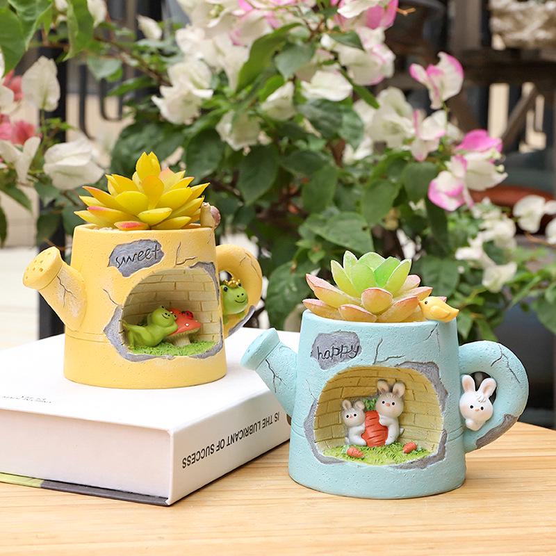 Creative Cartoon Succulent Pot: Fun Desktop Decor for Micro Landscapes