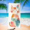 1pc Cute Cat Microfiber Beach Towel Scarf - Lightweight, Quick-Dry, Absorbent Travel Accessory with Vibrant Watercolor Design