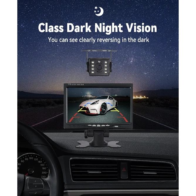KTYDKP Car Rear View Camera For Truck Parking HD Monitor Trailer 9-36V LED Waterproof Camera with 7" Screen Easy Installation