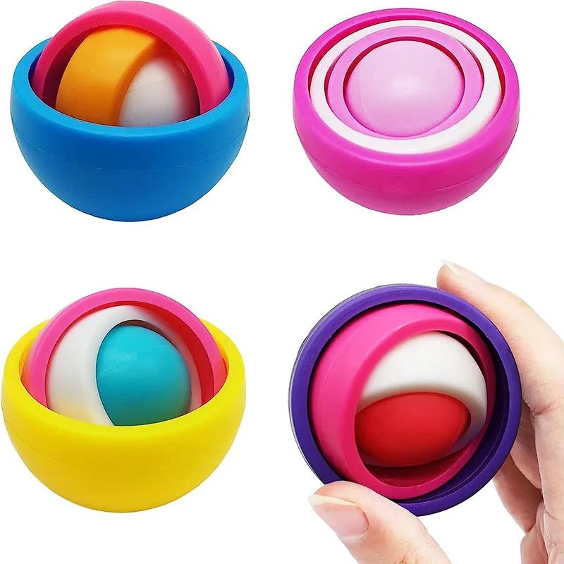 Toys 3PCS Spinner Gyro Ball Infinite Flip Universal Rotating Calming Down Anxiety ADHD Stress Relief Fidget Finger Adults Teens