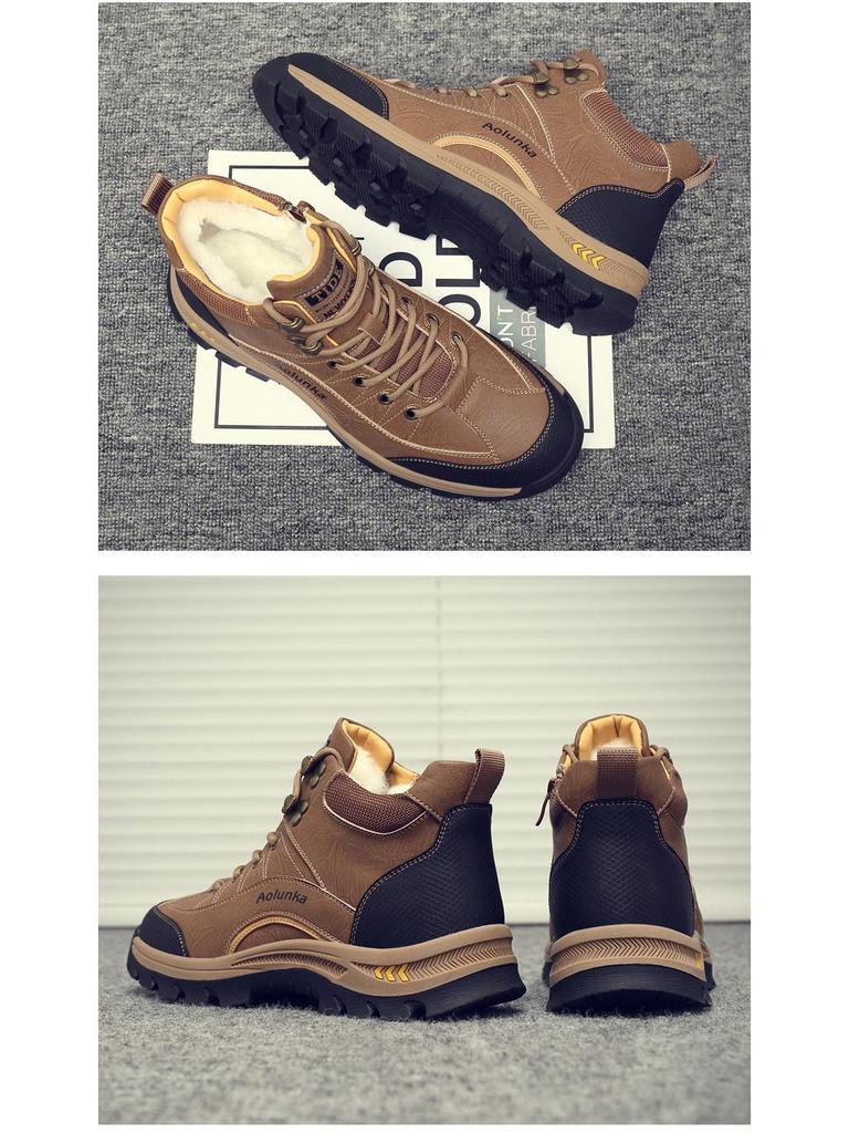 Men's Cotton and Wool Snow Boots - Non-Slip, Thickened, Warm Outdoor Winter Shoes