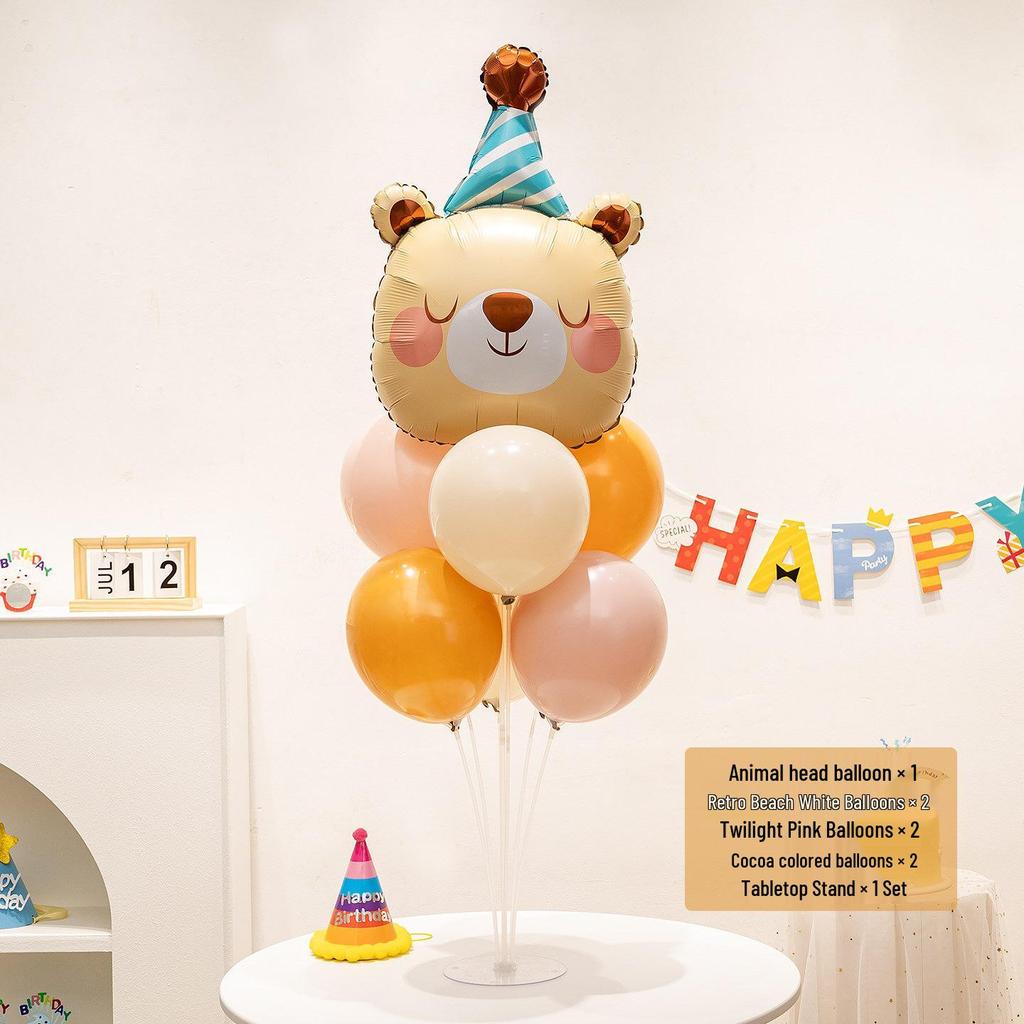 Cartoon Animal Birthday Table Decorations: June 1st Children's Day Balloons & Dessert Ornaments