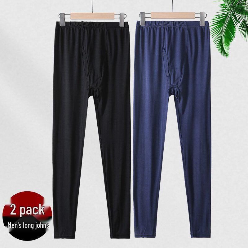 Men's Modal Autumn Thin Pants - Plus Size, Nine-Point, Warm Base Layer for Middle-Aged/Elderly