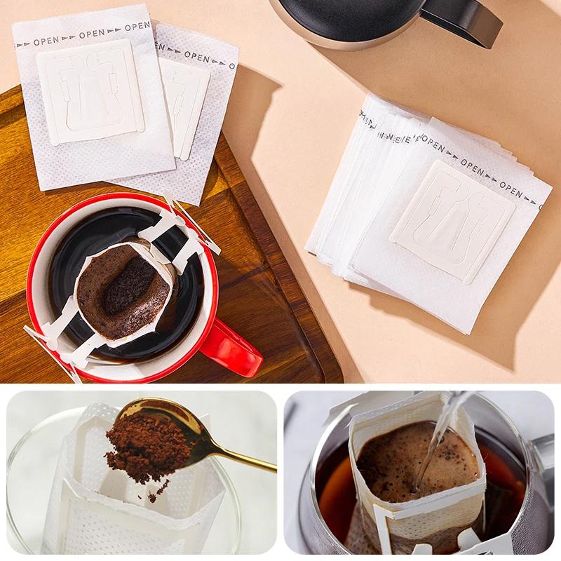 25/50pcs Coffee Filter Bags Disposable Drip Coffee Paper Pack Portable Hanging Ear Espresso Coffee Accessories Tea Tool
