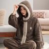 Women Suits Sets Large Size Hooded Pullover Pants Winter Thickened Sweater Top Longs Pants Two-piece Oversize 2PC Suit