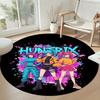 Kpop Round Office Rug Design for Outdoor Decorate Room Game Room Balcony Antislip Round Carpet Anime Office Decor Best for Christmas
