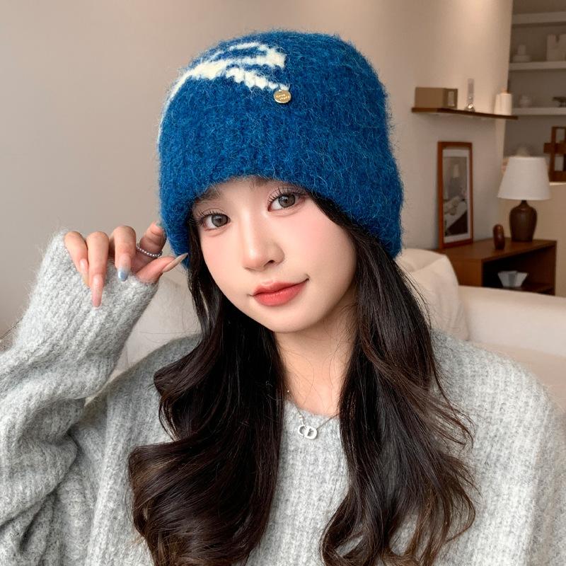 Sweet and Cute Bow Jacquard Knitted Cold Hat Autumn and Winter Casual Versatile Warm Hat Outdoor Cold Hat Women