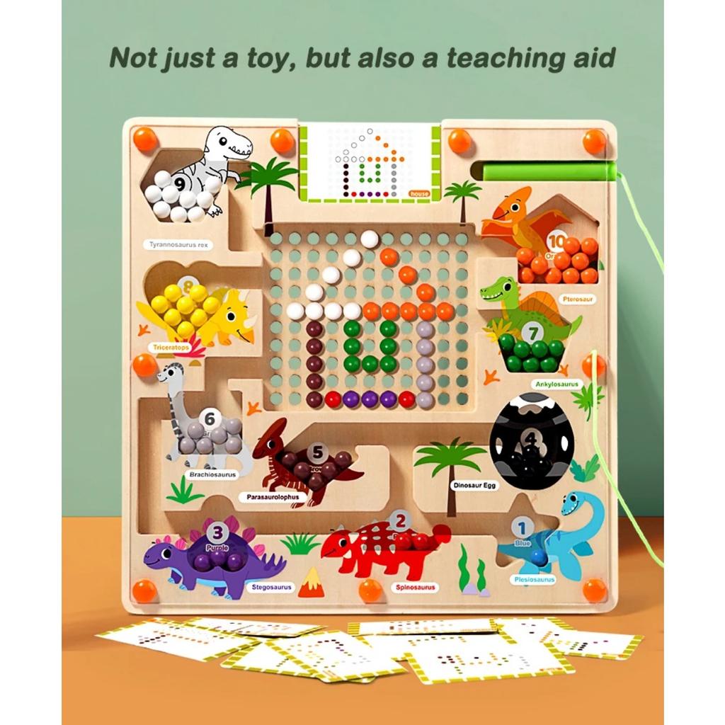 Magnetic Color and Number Maze Montessori Dinosaur Counting Matching Learning Puzzle Board Toddler Fine Motor Skills Travel Toys