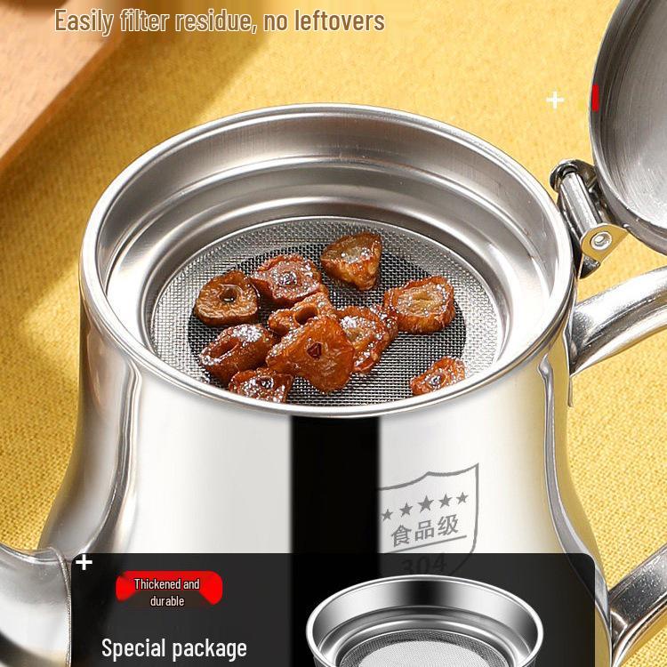 304 Stainless Steel Oil Pot with Filter Screen - Food Grade, No Drip, 3 Jin Capacity for Kitchen Use