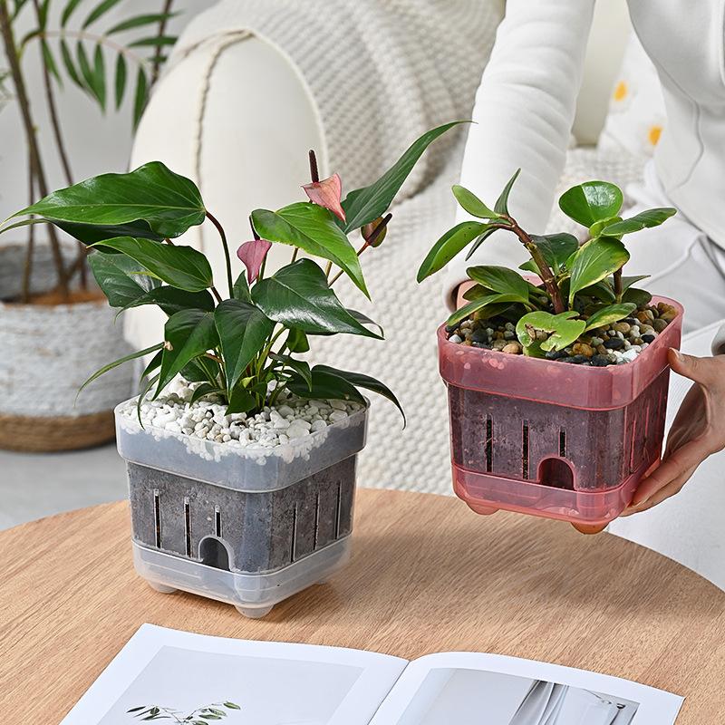 Square Root View Planter Pot Drainage Breathable Plastic Plant Holder for Home Indoor Garden Living Room Setups