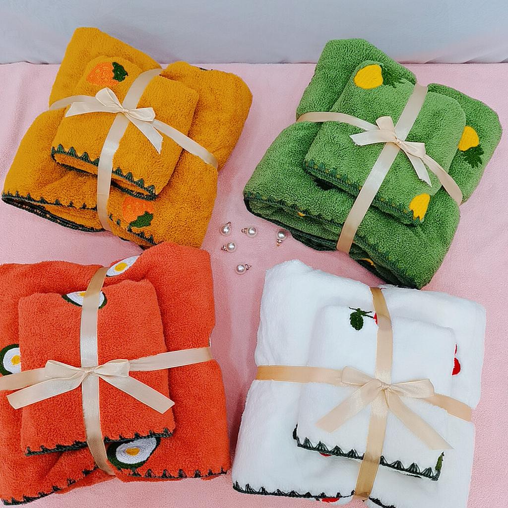 Coral fleece full embroidered towel home set small fresh soft thickened absorbent home towel set