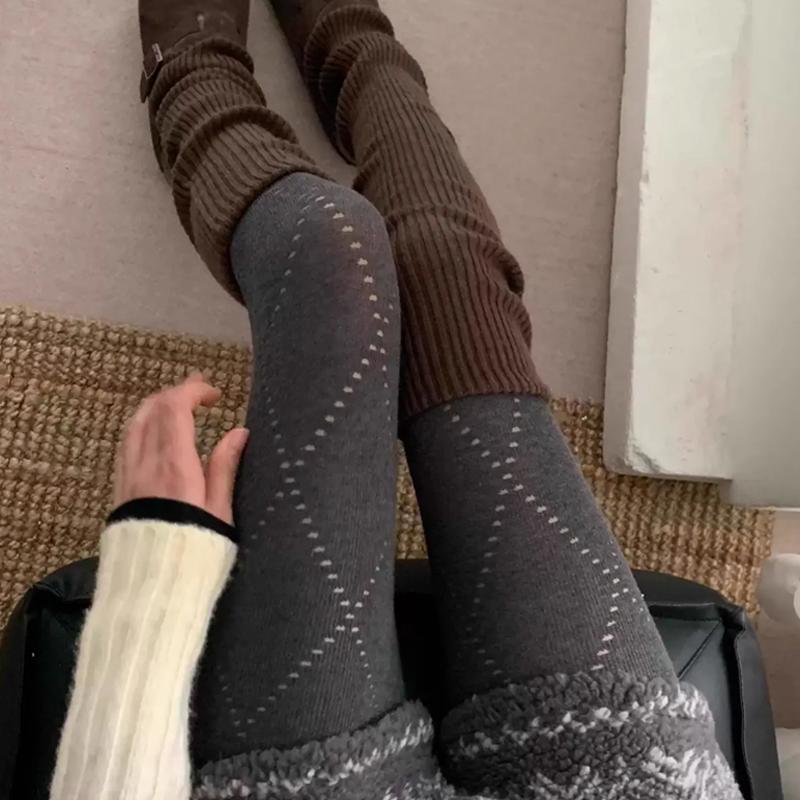 High Quality Hollow Rhombus Elastic Slimming Cotton Tights Women Autumn Winter Warm Sexy Stockings INS Style Bottomed Pantyhose