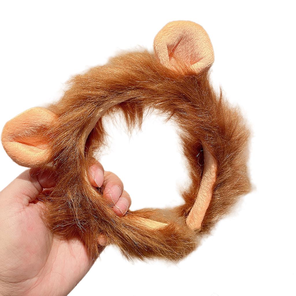 Cute 3D Animal Hairhoop Plush Lion Hairband Funny Party Headband Birthday Party Headwear Women Face Washing Headband