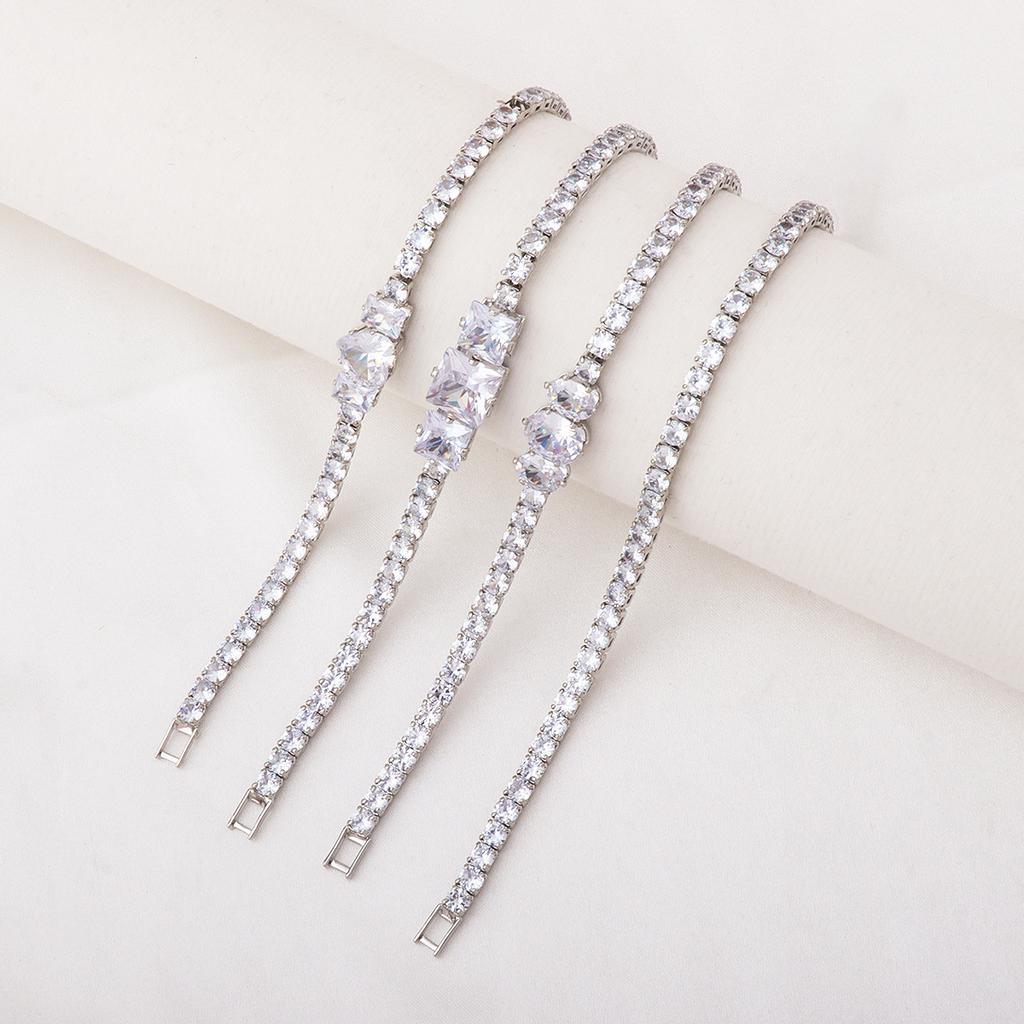 European and American new single-layer zircon bracelet jewelry women's light luxury simple fashion full of diamonds shiny rhinestone hand jewelry