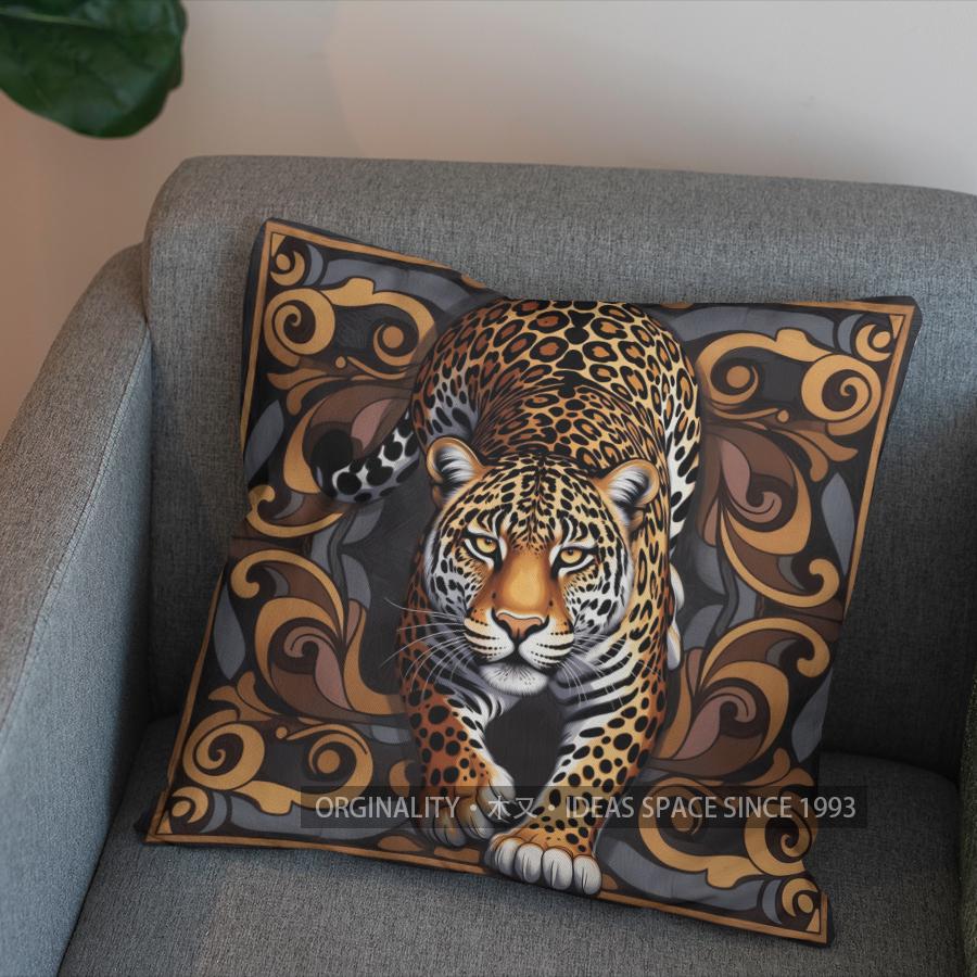2D Stylish Leopard Art Pillow For Home Decor Pattern Cushion Cover Suitable For Sofa Bedroom Car Pillow Cover
