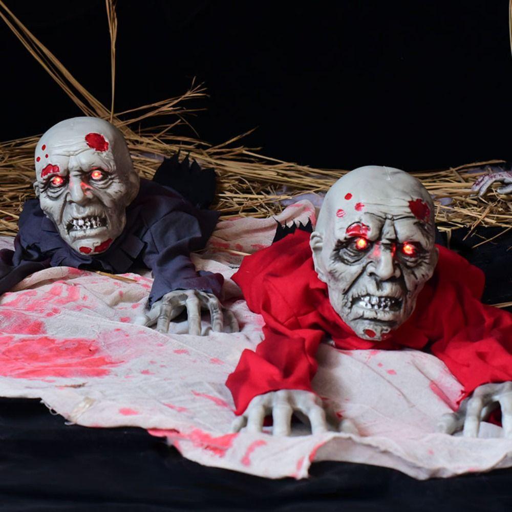 Bald Head Halloween Crawling Ghost Electric Climbing Zombie Figure Haunted House Prop