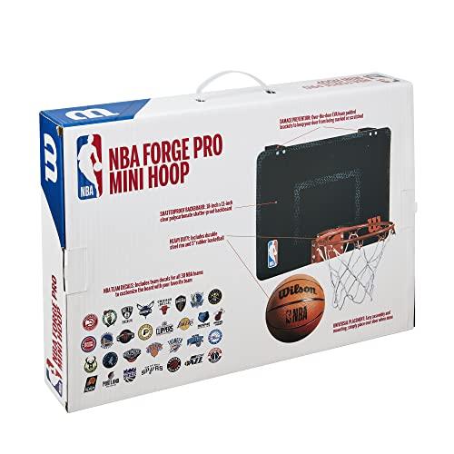 Wilson NBA FORGE TEAM MINI HOOP Basketball Hoop, 10.9" High x 18.7" Wide x 5.7" Diameter, Black, WTBA3001FRGNBA