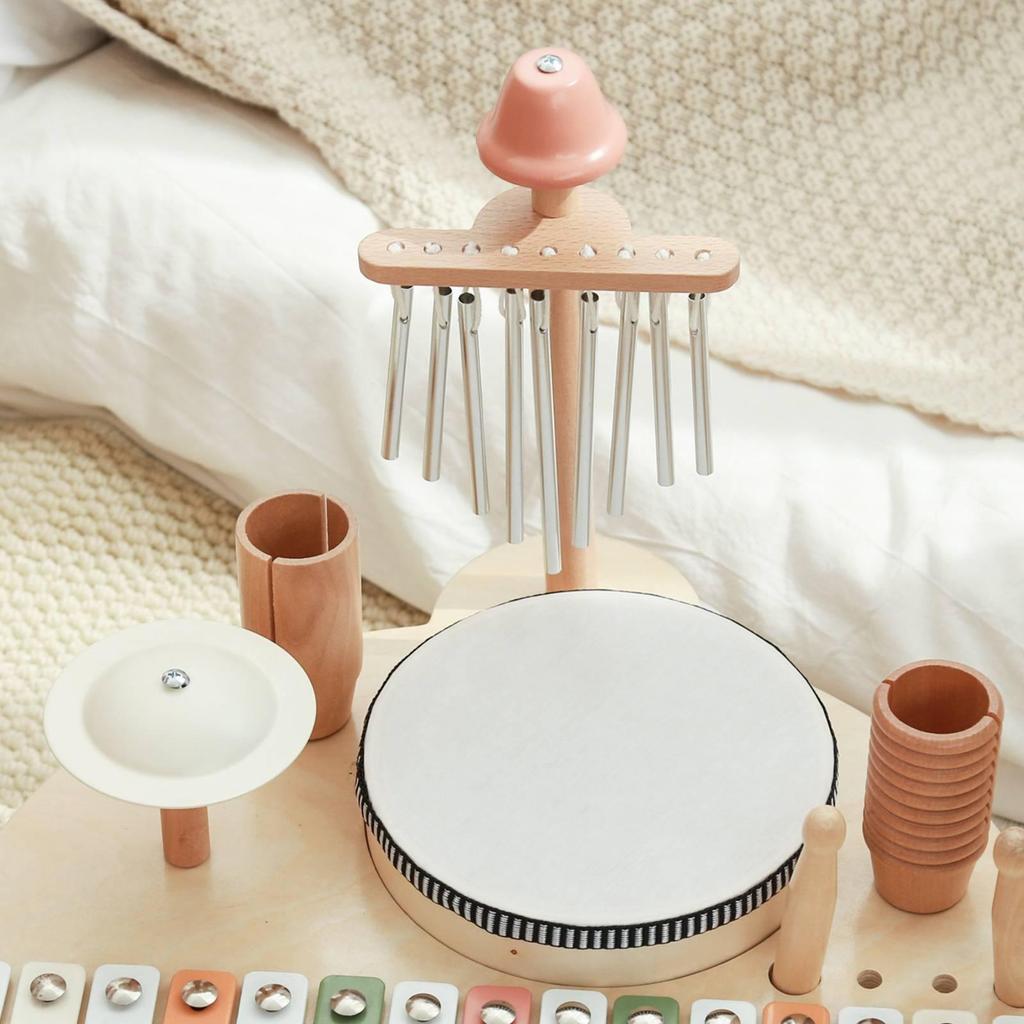 Wooden Musical Activity Stand Rounded EdgesPercussion Toy ChildFriendly Kids Percussion Set