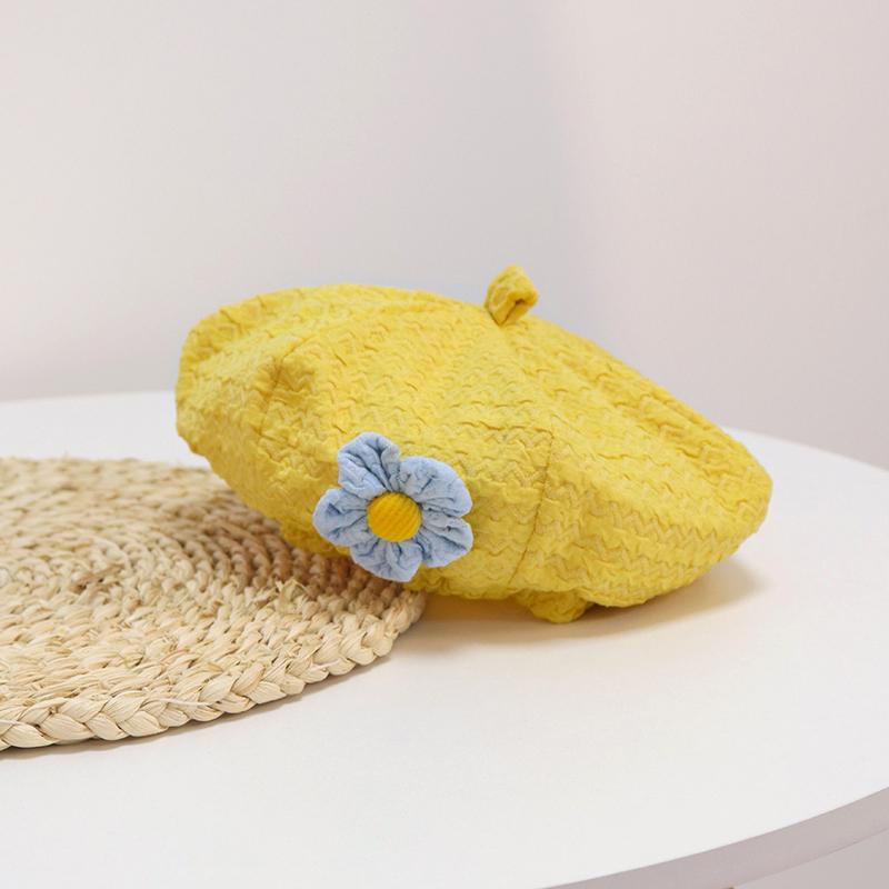 Princess Baby Girl Beret Sweet Flower Infant Baby Hat Solid Color Lace Kids Children Spring Autumn Artist Painter Cap