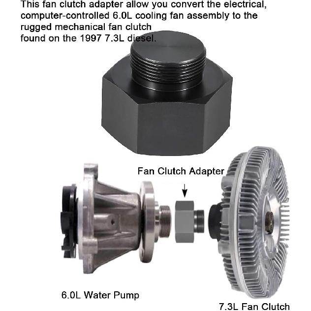 

6.0L - 7.3L Diesel Mechanical Fan Clutch Adapter Compatible for 2003-2007 Ford 6.0L Powerstroke Diesel Engines