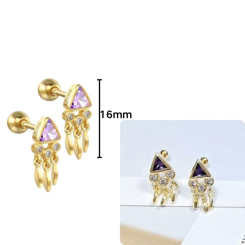 Damen 925 Silber Ohrstecker Lila Zirkon Ohrringe Creolen Lila Kristall Anhänger Ohrring Mode Hochzeits Schmuck